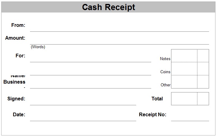 four free receipt forms for cash payments